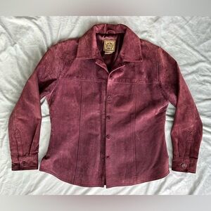 Vintage Y2K A.M.I. Red Women’s 100% Genuine Suede Leather Satin Lined Jacket M